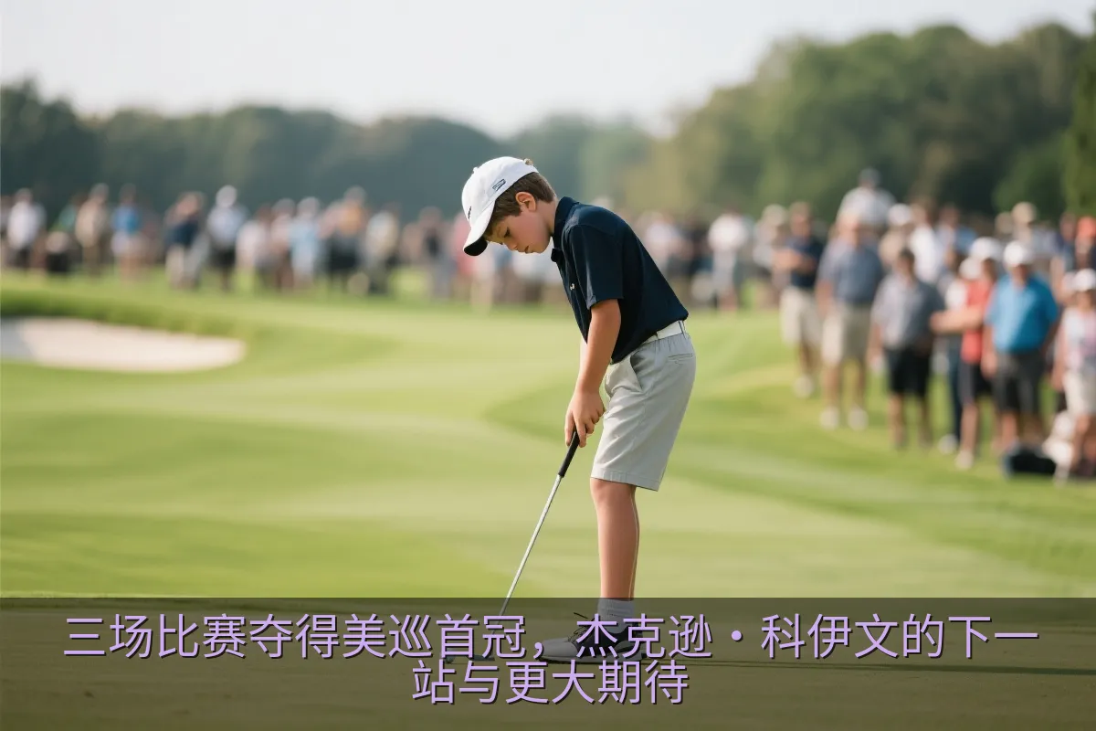 年轻高尔夫球员在果岭上专注准备推杆